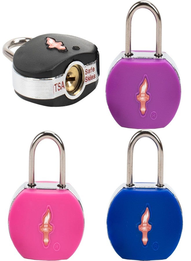 DUALCROWN 4 Pack Luggage Lock TSA Approved Locks with Key, TSA Approved Travel Lock,Suitcase Lock TSA Approved Chrome Plated Ring Body for Backpacks, Bags and Luggage, 4 Pack Family Set - Image 1